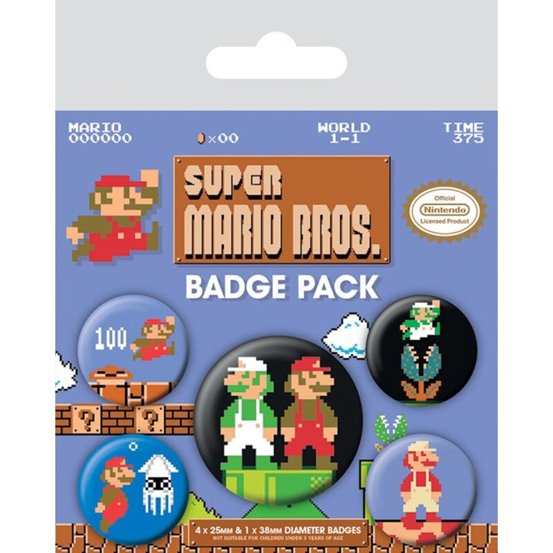 Super Mario Bros. pack 5 badges