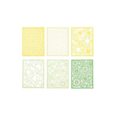 Papiers divers Bloc de papier cartonné avec des motifs façon dentelle, A6 104x146 mm,  200 gr, vert, vert clair, jaune, jaune cl