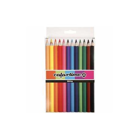  Crayons de couleur Colortime, mine: 5 mm, Couleurs assorties, Jumbo, 12pièces