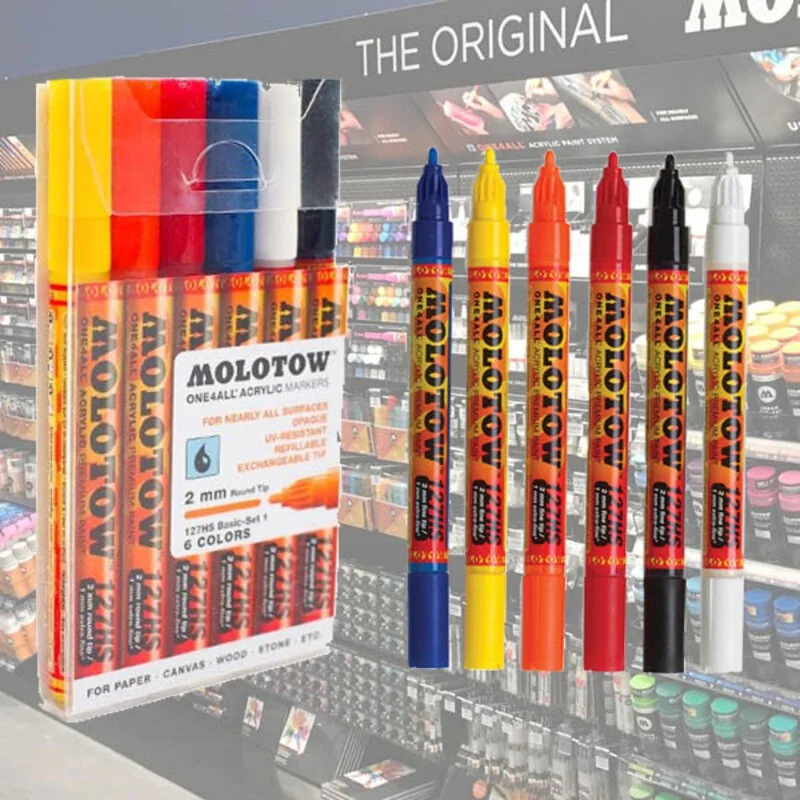 Molotow Acrylic Marker One4All 2mm Wallet Basic Set 1 6 Pcs Molotow Acrylic Marker One4All 2mm Wallet Basic Set 1 6 Pcs