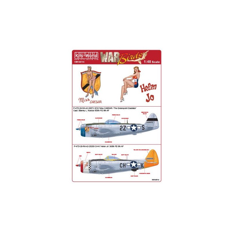 Décal Republic P-47D-28-RA Thunderbolt 42-28972 2Z-S 'Miss CAESAR