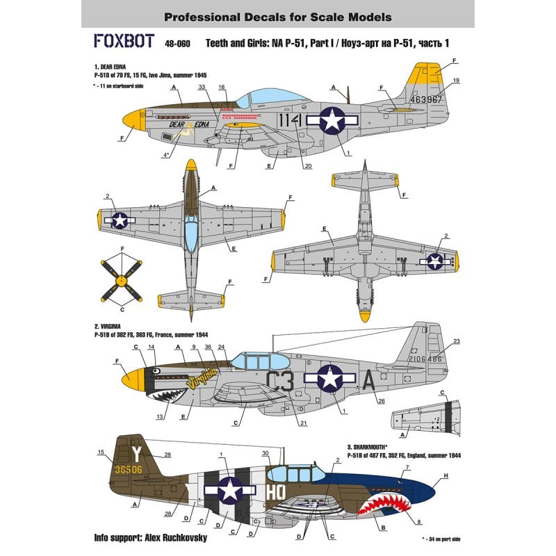 Décal North-American P-51 Mustang Nose art, Part 1 POCHOIRS NON INCLUS