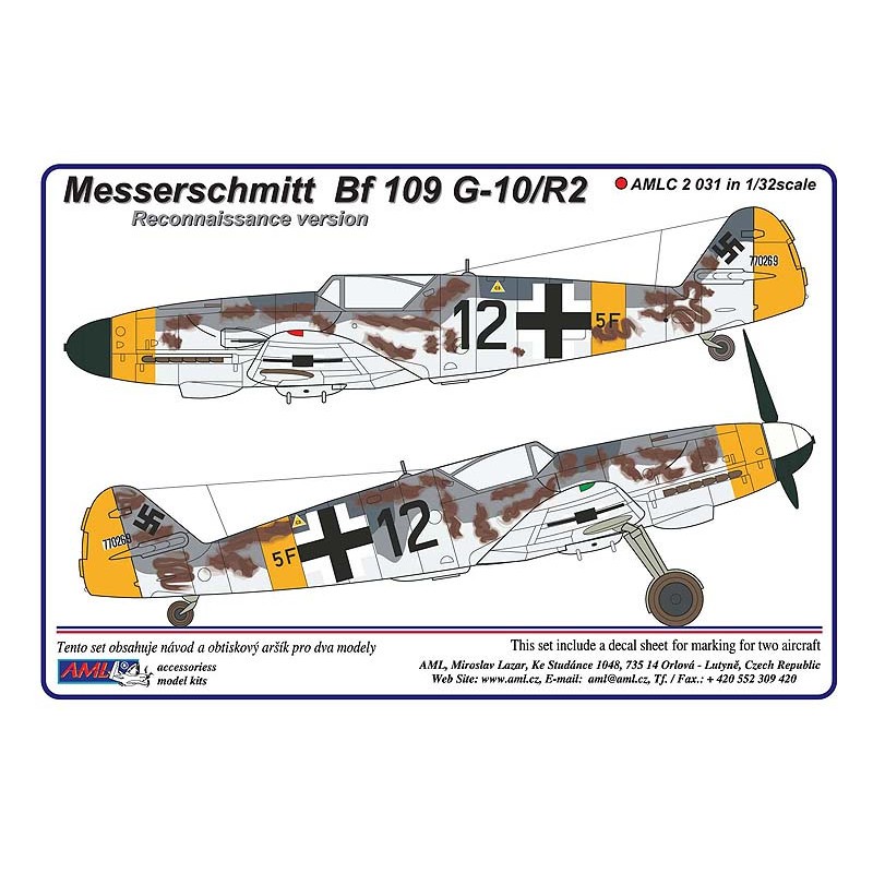Décal Messerschmitt Bf-109G-10/R2 version de reconnaissance Aufklärer