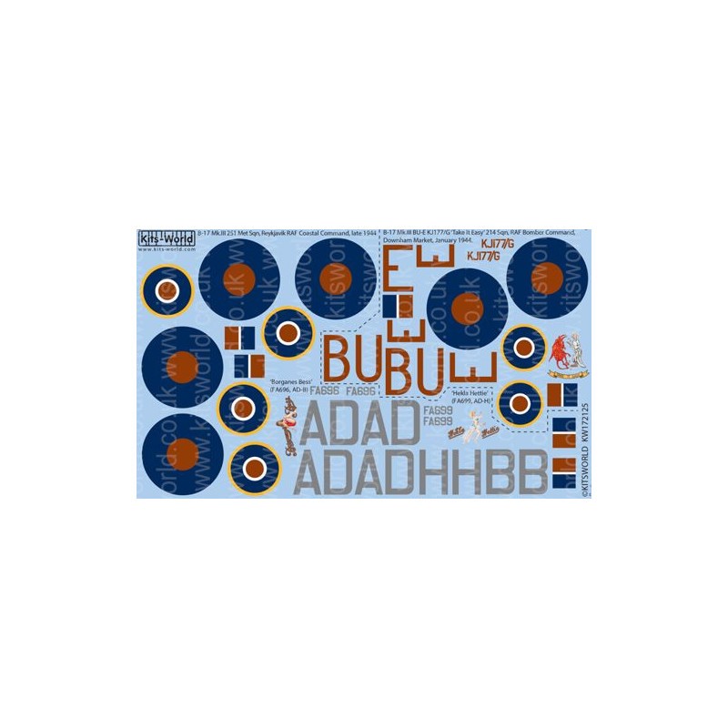Décal Boeing B-17 Mk.II AD-B 'Borganes Bess' FA696 251 (MET)
