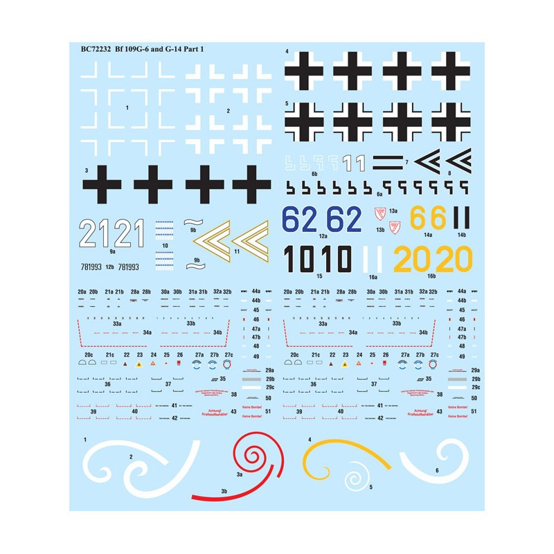 Décal Messerschmitt Bf-109G-6 et G-14 Partie 1