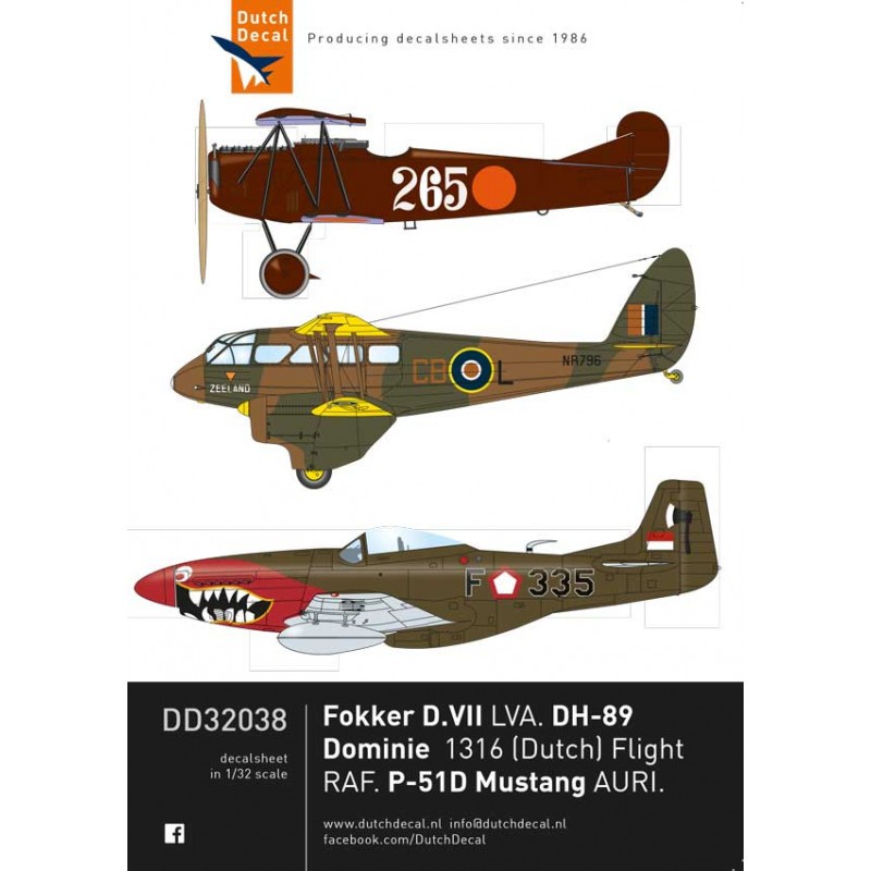 Fokker D.VII, de Havilland Dominie, P-51D AURI nord-américain