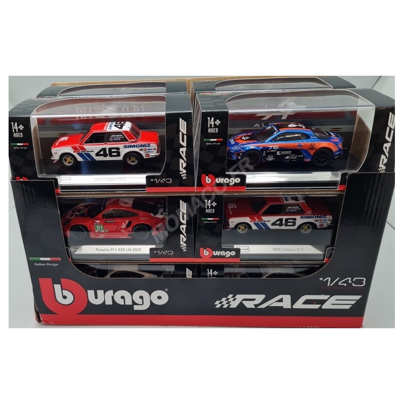 DISPLAY DE 12 PIECES : VEHICULES "RACING" BOITE CRYSTAL