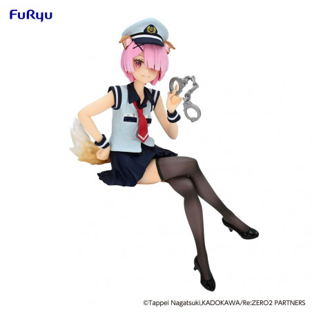 Figurine Re:Zero Starting Life in Another World Noodle Stopper statuette PVC Ram Police Officer Cap with Dog Ears 16 cm