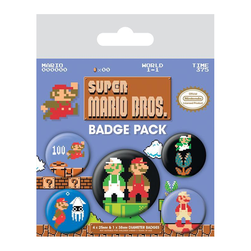 Super Mario Bros. pack 5 badges