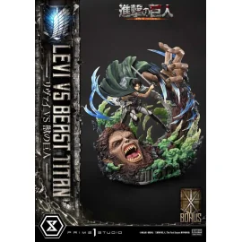Statuette Attack on Titan - Ultimate Premium Masterline Series 1/4 Levi Versus Beast Titan Bonus Version 73 cm