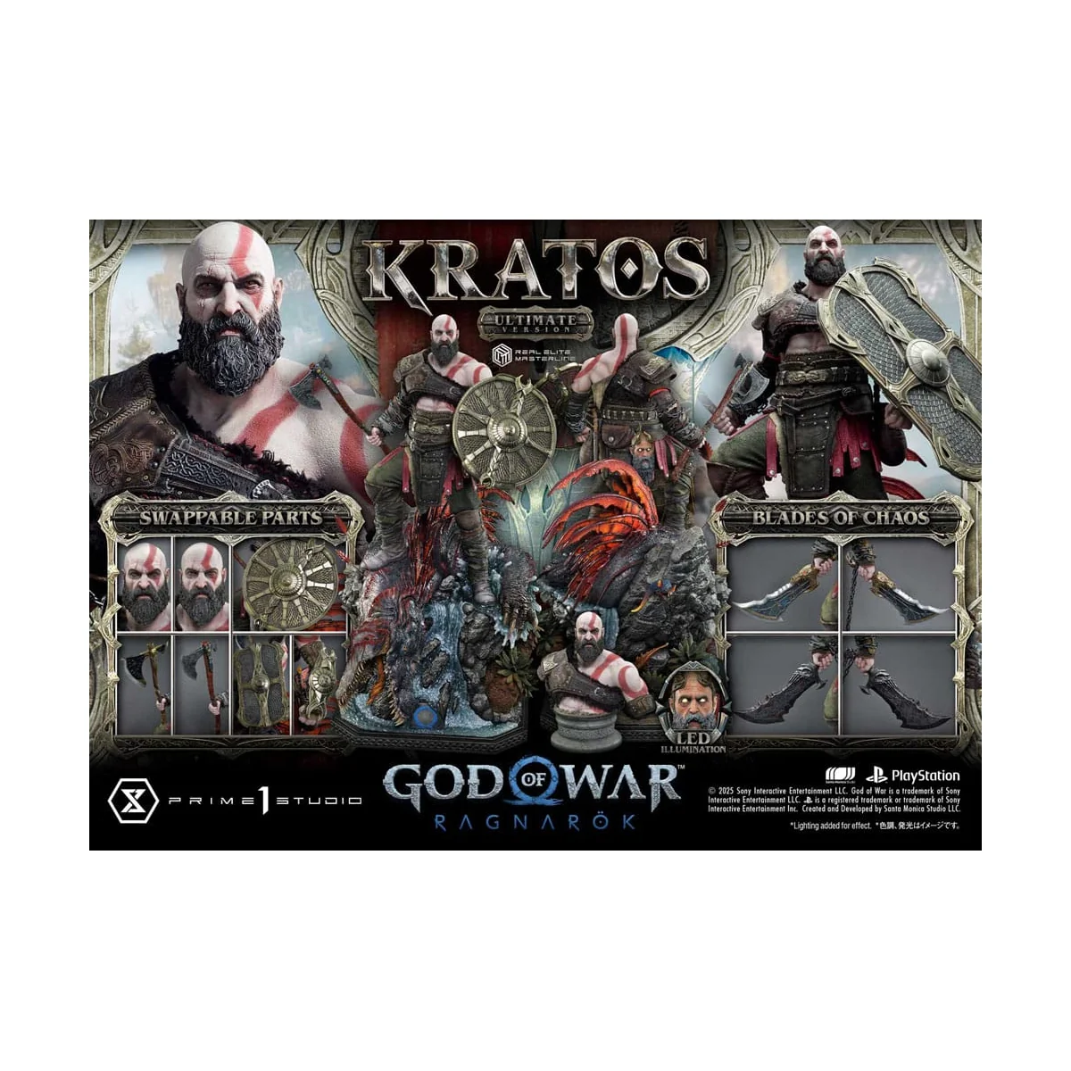 God of War: Ragnarok statuette Real Elite Masterline Series 1/3 Kratos Ultimate Version 95 cm
