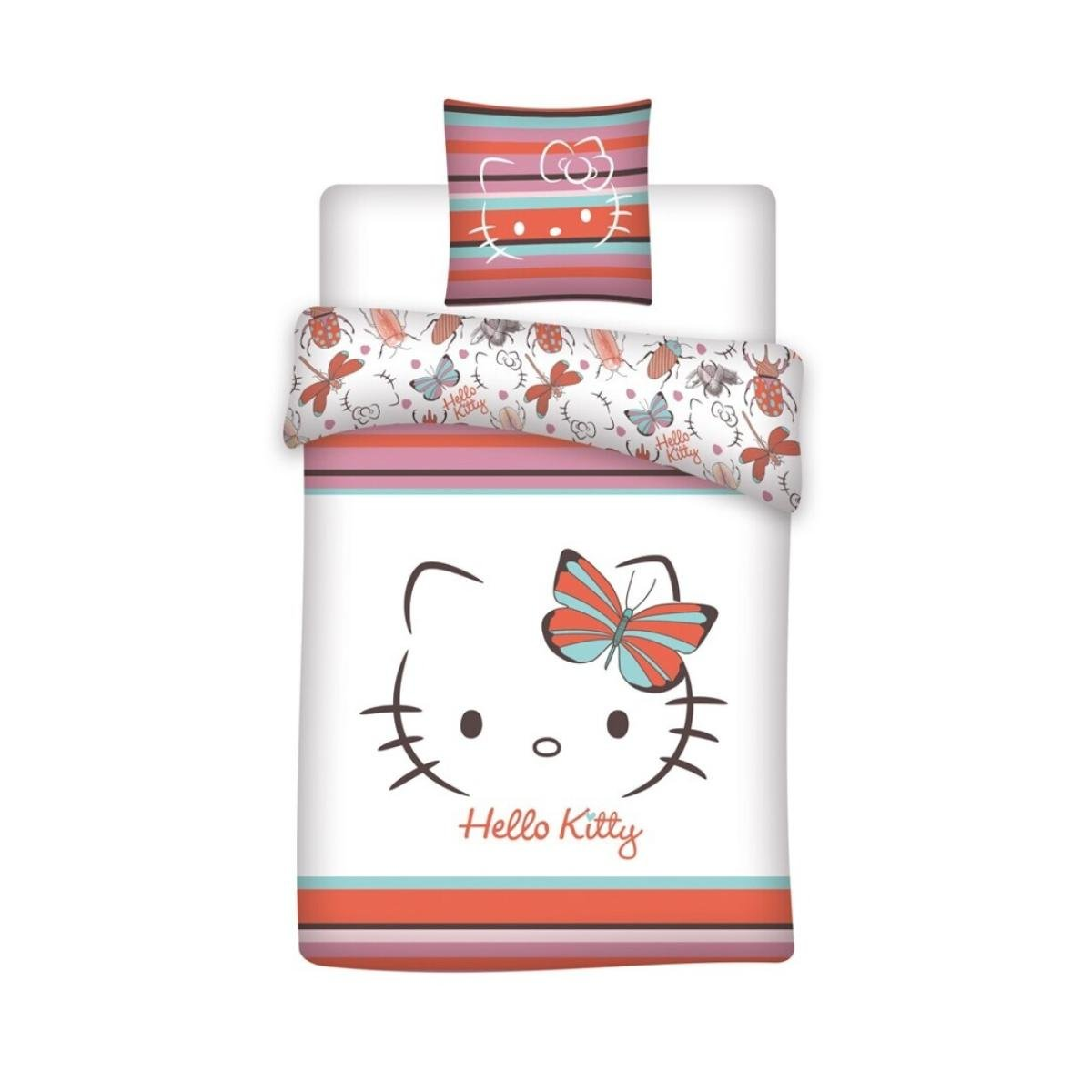  HELLO KITTY - Parure de lit 140x200cm + 65x65cm